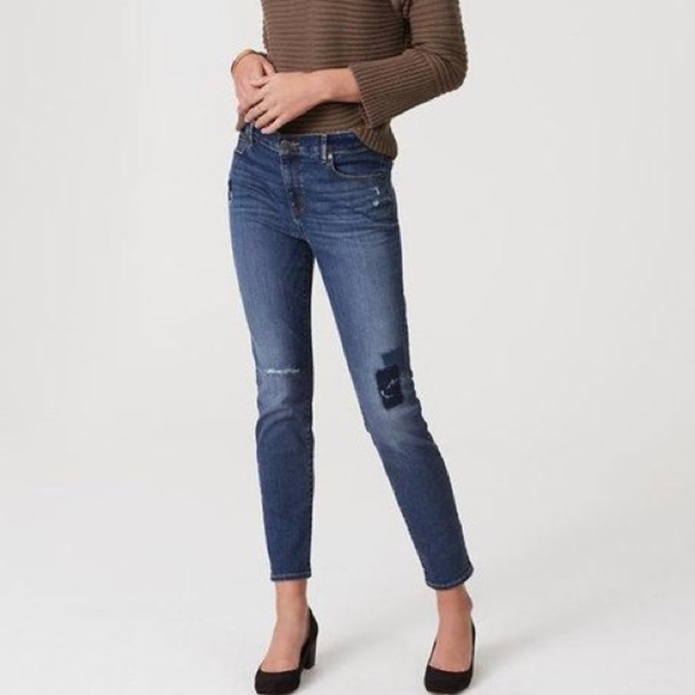 Mod Skinny Patchwork LOFT Jeans Indigo Wash 28 / 6